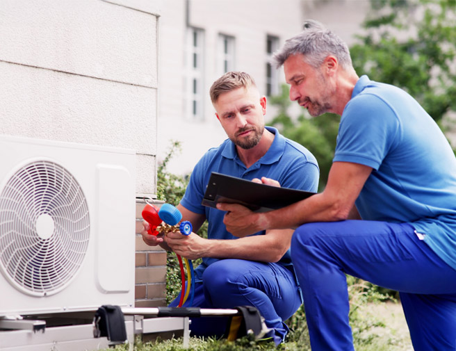 High-efficiency heat pump installation